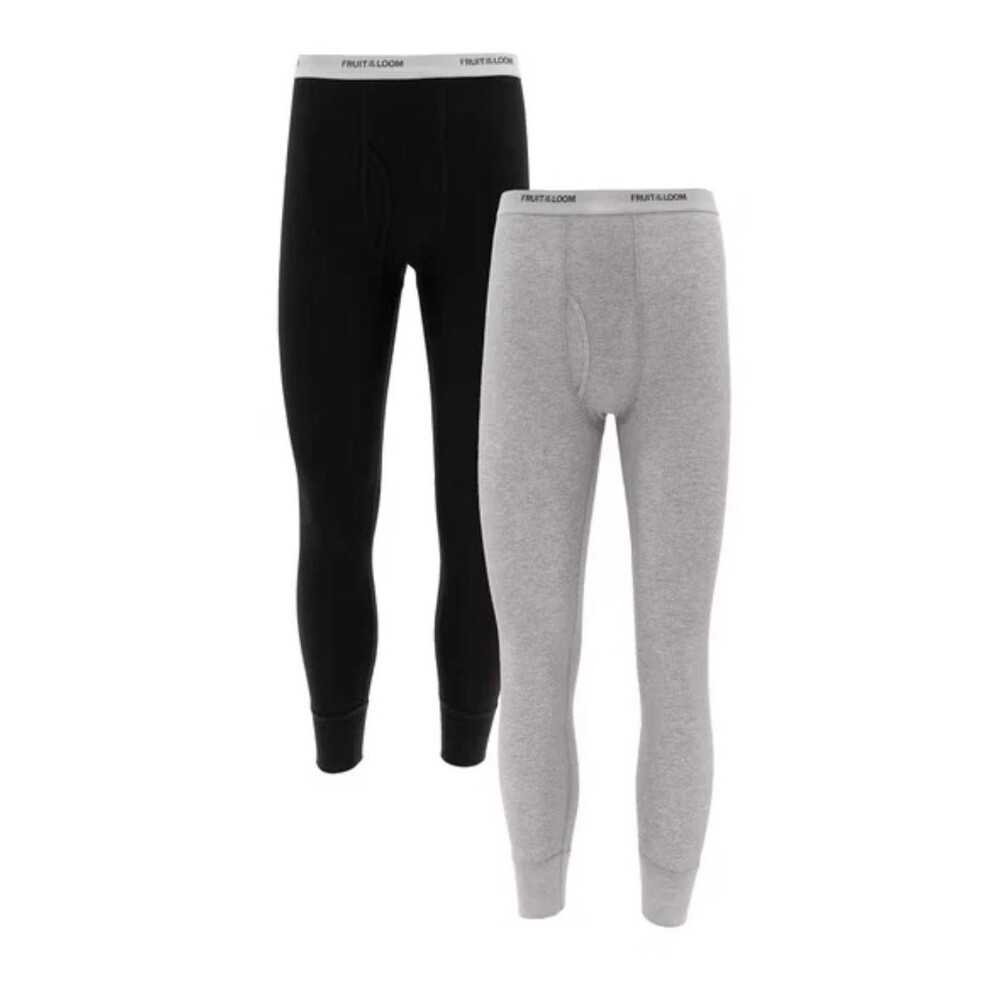 Fruit of the Loom Men's 2-Pair Long Underwear Waffle Thermal Pants Sz Large NWT